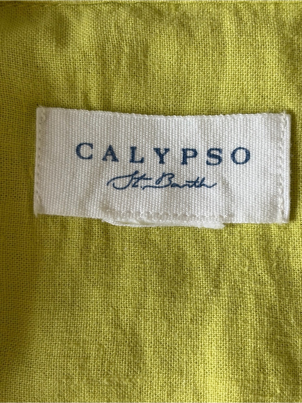 Calypso St. Barth Linen Blend Tunic Top Coastal Resort Shirt Lemon Lime Size 1X - Picture 11 of 15